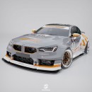 BMW M2 slammed widebody drift renderings