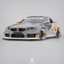 BMW M2 slammed widebody drift renderings