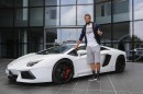 NBA Star Marco Belinelli poses next to the Lamborghini Aventador