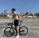 Miami Heat guard Tyler Herro on his Scott road bike