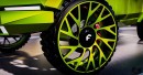 Tesla Cybertruck neon green on Forgiato 30s rendering by 412donklife