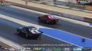 New Edge Ford Mustang drag races on the wheelie bars on Door Slammers Drag Racing