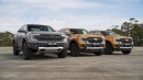 2023 Ford Ranger Raptor drag races V6 diesel and I4 diesel Ranger trucks