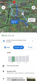 Advertencia de zona de bajas emisiones en Google Maps