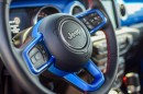 Hellcat-Swapped Jeep Gladiator painted in Hydro Blue