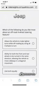 Jeep Wrangler urn Assist, Four-Wheel Steering, Diagonal Steering survey