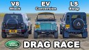 New V8 vs LS Swap vs Tesla Motor: Land Rover DRAG RACE