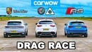 New Macan Turbo, RS Q3 and Alfa Stelvio Drag Dace, Decimation Follows