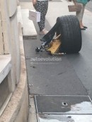 Pagani Huayra Pearl Paris crash: separated left rear wheel