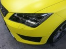 New SEAT Leon Cupra Wrapped in Matte Neon Yellow and Orange