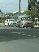 Full sized swing set transported on car in New Zealand