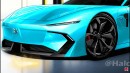 R36 Nissan GT-R Sedan EV rendering by Halo oto