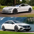 Tesla Model S rendering Vs Mercedes-Benz EQS