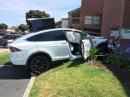 Tesla Model X crashed into building
