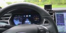 Tesla Model S driving on highway with Autopilot and 8.0 software