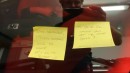 Nico Rosberg and the post-it notes he left on a Ferrari F40