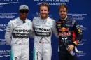 LEwis Hamilton, Nico Rosberg and Sebastian Vettel