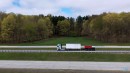 Nikola Tre Class 8 Semi EV Truck vs Ford F-350 pickup truck drag race