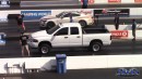 Dodge Ram Diesel Truck drag races Corvette and Mustang GT on DRACS