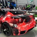 R35 Nissan GT-R with Red Lightning reflective wrap by MetroWrapz