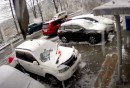 Only in Russia: Nissan X-Trail finds terrible ending as slab of concrete falls from building