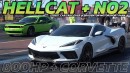 Dodge Challenger SRT Hellcat vs C8 Chevy Corvette vs Caddy CTS on ImportRace