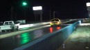 Nitrous Fox Body Ford Mustang, Chevrolet Camaro and S10 drag racing with near misses