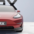 Tesla Model 3 carbon fiber body kit rendering by a.c.g_design for Rax Performance