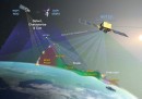 Illustration of hypersonic weapon tracking satellite