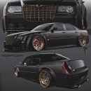 Chrysler 300C SRT-8 Matte Black Copper slammed VIP style rendering by musartwork