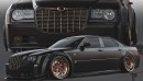 Chrysler 300C SRT-8 Matte Black Copper slammed VIP style rendering by musartwork
