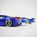 Old and New Acura NSX stanced deep dish rendering by jdmcarrenders