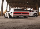 Ford Mustang Mach 1 slammed widebody vs Mach-E slammed widebody rendering by rostislav_prokop