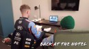 Oliver Solberg and his co-driver, Elliott Edmondson, checking and correcting their pacenotes