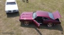 Snow White 1971 Oldsmobile Cutlass on 26s and Burgundy Cutlass on Rose Gold 24s at WhipAddict