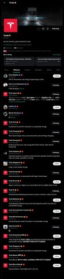 Tesla Affiliate Accounts on Twitter (X)