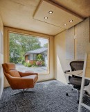 The ootBox pod provides privacy for work by upcycling a traditional shipping container