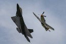 F-22 Raptor and P-51 Mustang over Millington, Tennessee