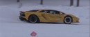 Lamborghini Aventador S drifting on ice
