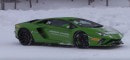 Lamborghini Aventador S drifting on ice