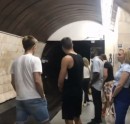 Teenagers pull dangerous stunt at the Kiev Metro station