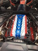 C8 Corvette "Patriot" with American flag-themed custom engine cover
