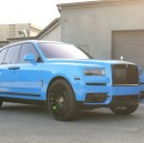 Custom Peach, Blue, and Black Rolls-Royce Cullinan ultra-luxury SUVs