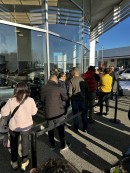 People gathered at Tesla showrooms to see the Cybertruck