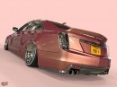 Slammed Cadillac CTS-V goes for white wall tires and Persian Sand color in rendering by abimelecdesign on Instagram