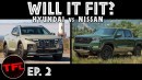 2022 Hyundai Santa Cruz vs. 2022 Nissan Frontier "Will It Fit?" comparison on The Fast Lane Truck