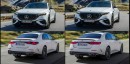 Stock and redesigned 2025 Mercedes-AMG E 53 Hybrid