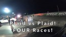 Tesla Model S Plaid vs Audi S8, BMW M4, Kia Stinger, Acura, Kawasaki ZX-14, Mustang and another Plaid