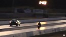 Plymouth Hemi Cuda drags Suzuki Hayabusa on Wheels