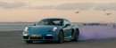Porsche 718 Cayman S Chased by Six Race Drones